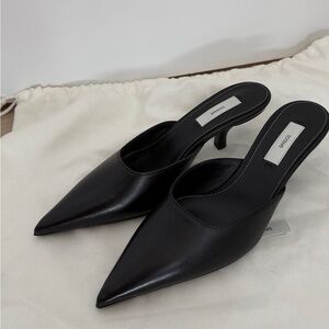 Toteme Black Leather Slide Mules